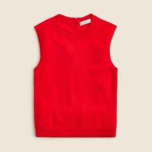 J. CREW Featherweight cashmere-blend cropped sweater shell in Red S $158 CB883